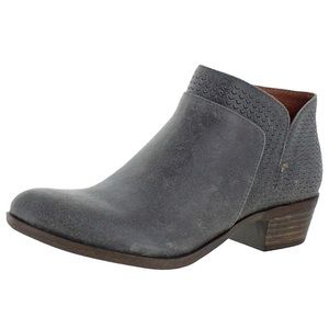 Lucky Brand Brintly Leather Ankle Bootie Grey